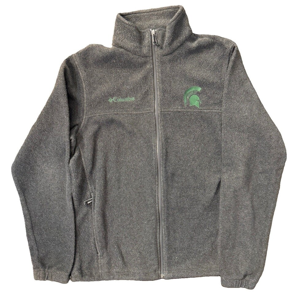 Columbia Michigan State Spartans Men’s Fleece Jacket Medium Gray & Green Medium